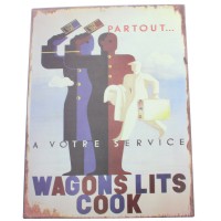 Plaques murales métal déco Wagons Lits Cook 24 x 32 cm